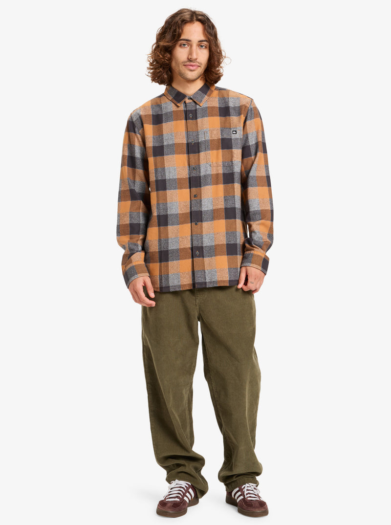 Load image into Gallery viewer, Quiksilver Men&#39;s Motherfly Plaid Long Sleeve Shirt Almond Motherfly Check EQYWT04642-CMD1

