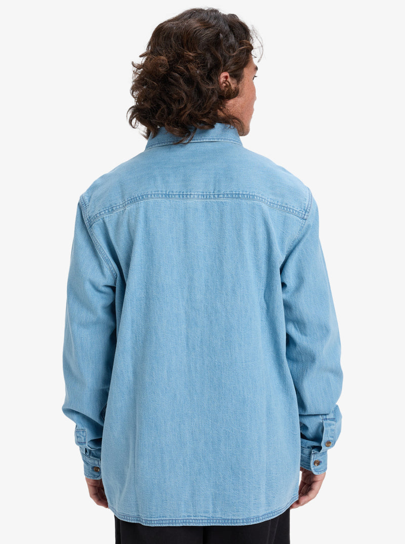 Load image into Gallery viewer, Quiksilver Men&#39;s Bozeman Denim Long Sleeve Shirt Flint Stone EQYWT04644-SNA0
