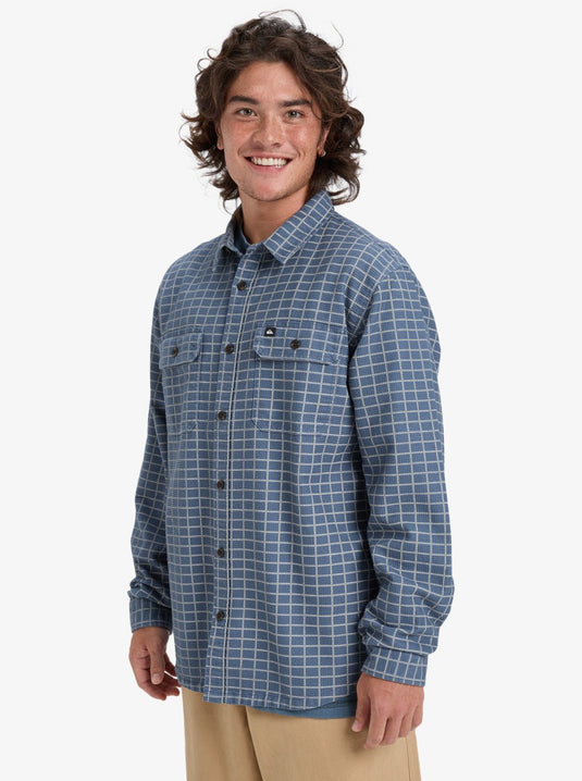 Quiksilver Men's Salt Lake Waffle Long Sleeve Shirt China Blue Salt Lake EQYWT04649_BND1