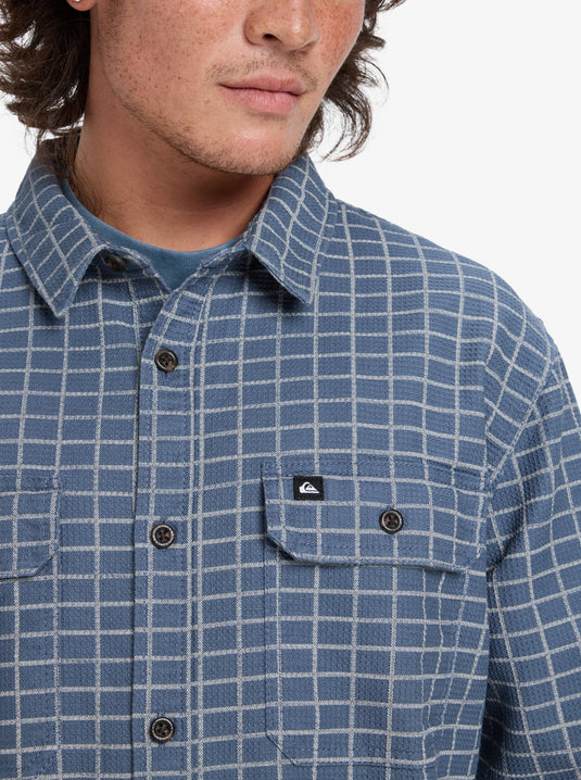 Quiksilver Men's Salt Lake Waffle Long Sleeve Shirt China Blue Salt Lake EQYWT04649_BND1