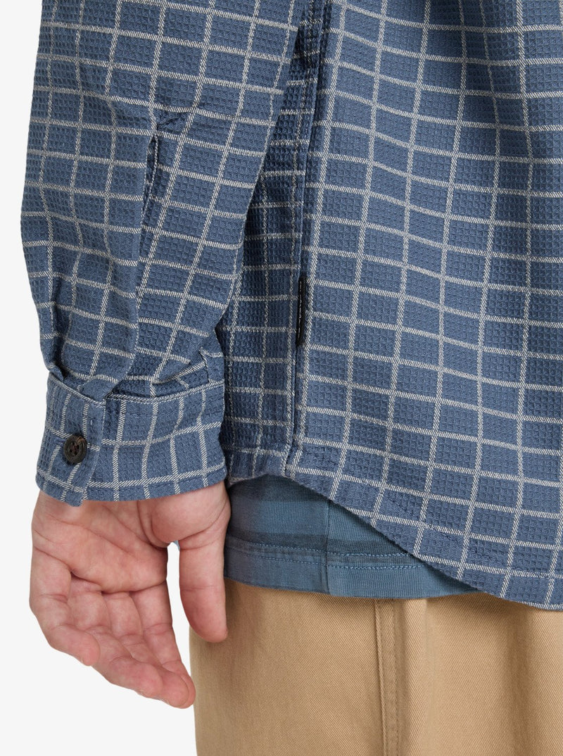 Load image into Gallery viewer, Quiksilver Men&#39;s Salt Lake Waffle Long Sleeve Shirt China Blue Salt Lake EQYWT04649_BND1
