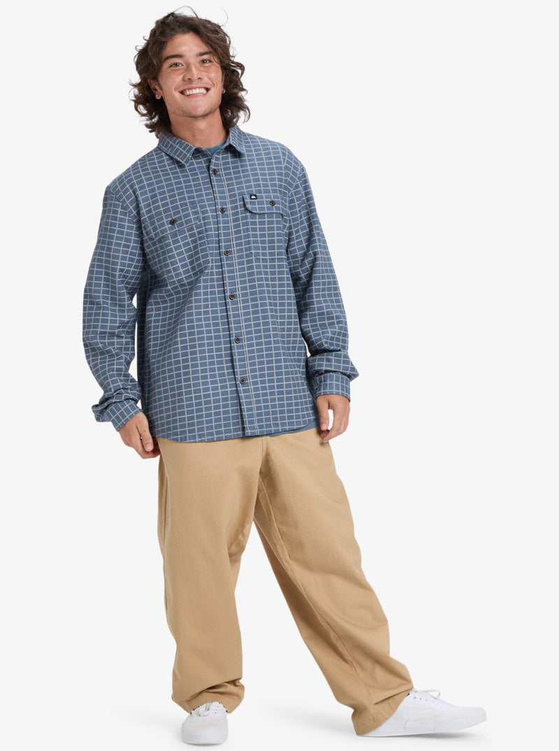 Load image into Gallery viewer, Quiksilver Men&#39;s Salt Lake Waffle Long Sleeve Shirt China Blue Salt Lake EQYWT04649_BND1
