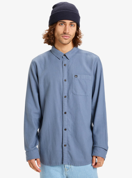 Quiksilver Men's Motherfly Solid Long Sleeve Shirt China Blue EQYWT04651-BND0