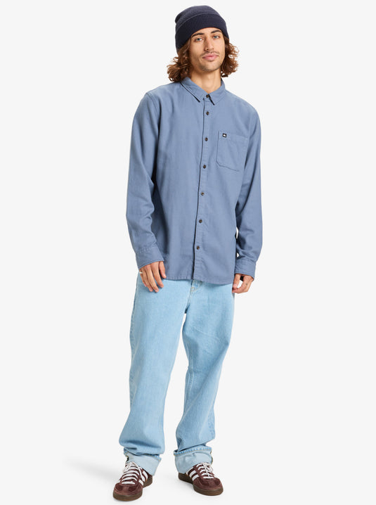 Quiksilver Men's Motherfly Solid Long Sleeve Shirt China Blue EQYWT04651-BND0