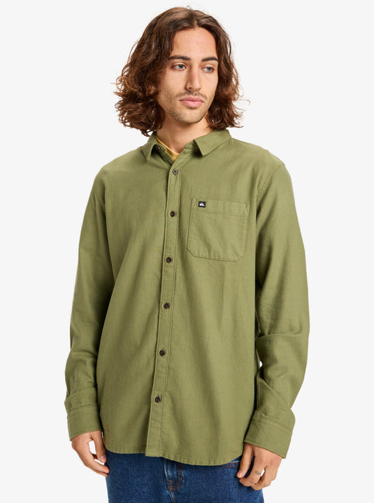 Quiksilver Men's Motherfly Solid Long Sleeve Shirt Loden Green EQYWT04651-GNG0