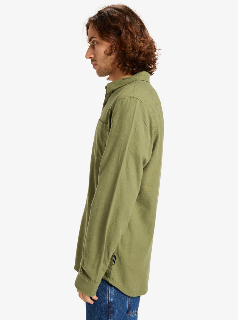 Load image into Gallery viewer, Quiksilver Men&#39;s Motherfly Solid Long Sleeve Shirt Loden Green EQYWT04651-GNG0
