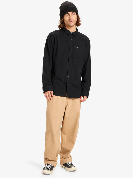 Quiksilver Men's Motherfly Solid Long Sleeve Shirt Black EQYWT04651-KVJ0