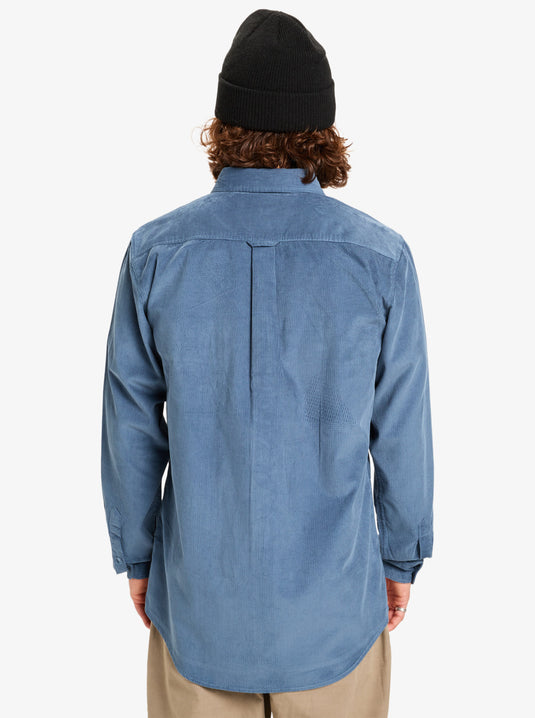 Quiksilver Mens' Smoke Trail Cord Long Sleeve Shirt China Blue EQYWT04652-BND0