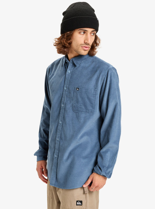 Quiksilver Mens' Smoke Trail Cord Long Sleeve Shirt China Blue EQYWT04652-BND0