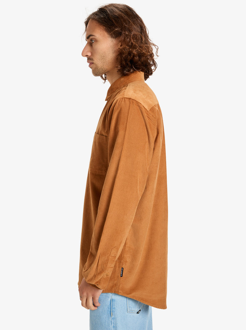 Load image into Gallery viewer, Quiksilver Mens&#39; Smoke Trail Cord Long Sleeve Shirt Almond EQYWT04652-DMD0
