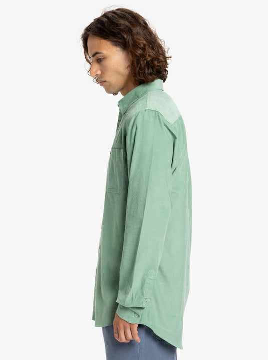 Quiksilver Men's Smoke Trail Cord Long Sleeve Shirt Granite Green EQYWT04652-GGV0