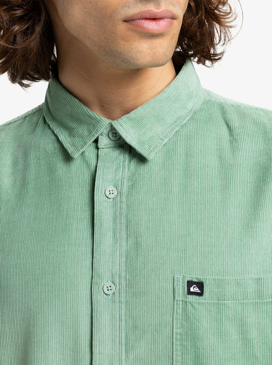 Quiksilver Men's Smoke Trail Cord Long Sleeve Shirt Granite Green EQYWT04652-GGV0