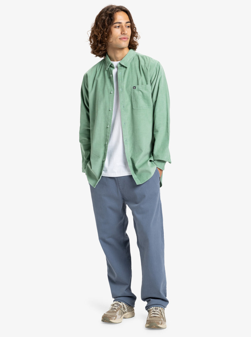 Load image into Gallery viewer, Quiksilver Men's Smoke Trail Cord Long Sleeve Shirt Granite Green EQYWT04652-GGV0
