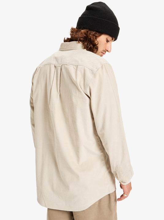 Quiksilver Mens' Smoke Trail Cord Long Sleeve Shirt Moonstruck EQYWT04652-SFQ0
