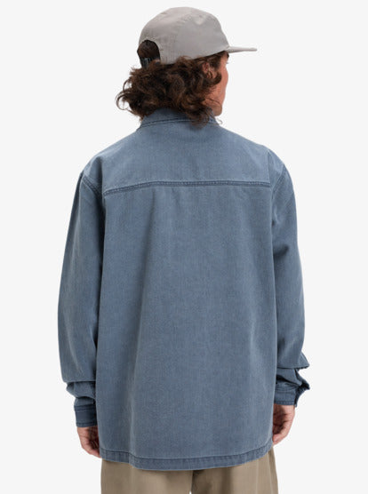 Load image into Gallery viewer, Quiksilver Men&#39;s Mohab Washed Twill Long Sleeve Shirt Dark Navy EQYWT04654_KTP0

