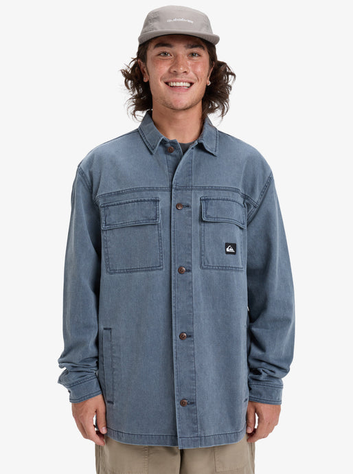 Quiksilver Men's Mohab Washed Twill Long Sleeve Shirt Dark Navy EQYWT04654_KTP0