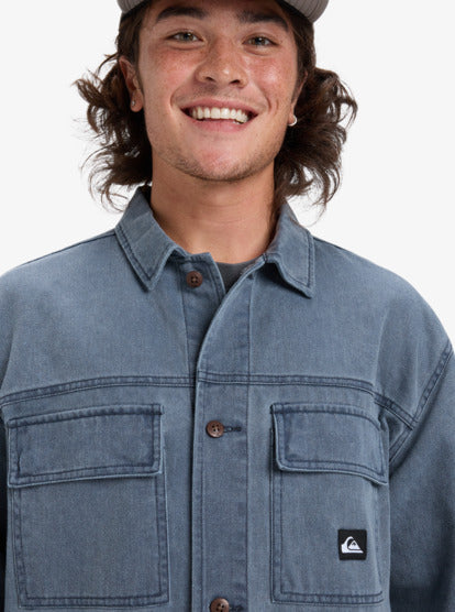 Load image into Gallery viewer, Quiksilver Men&#39;s Mohab Washed Twill Long Sleeve Shirt Dark Navy EQYWT04654_KTP0

