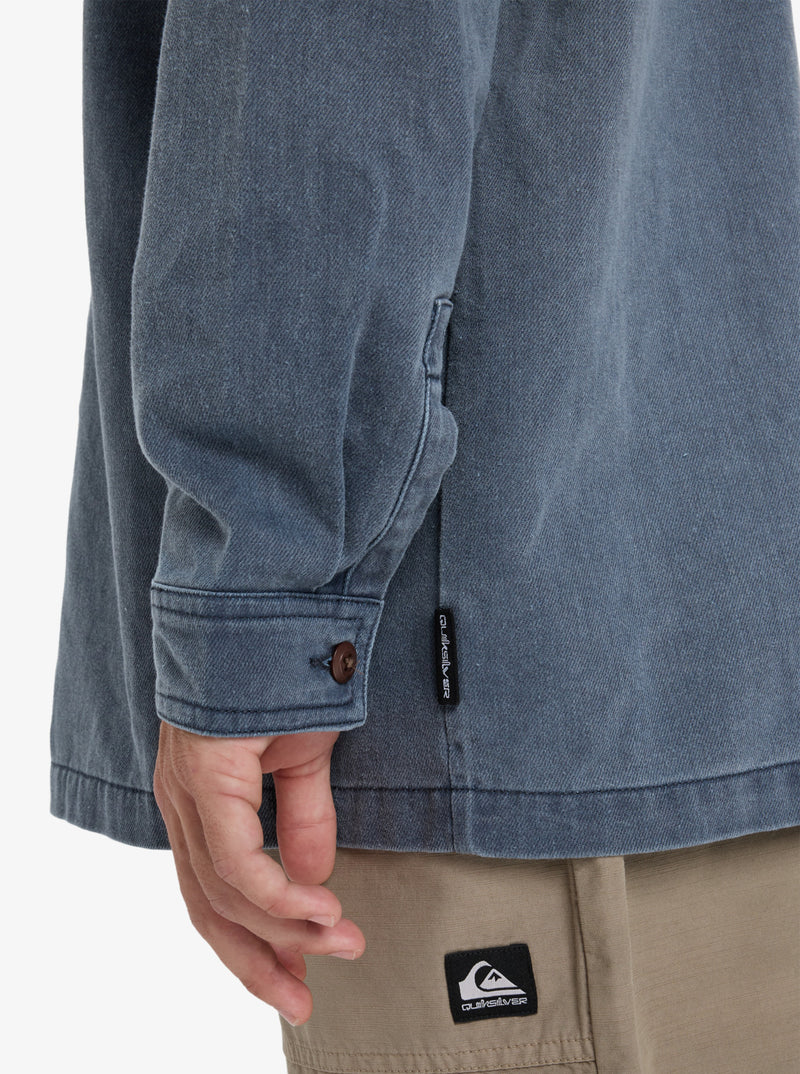 Load image into Gallery viewer, Quiksilver Men&#39;s Mohab Washed Twill Long Sleeve Shirt Dark Navy EQYWT04654_KTP0
