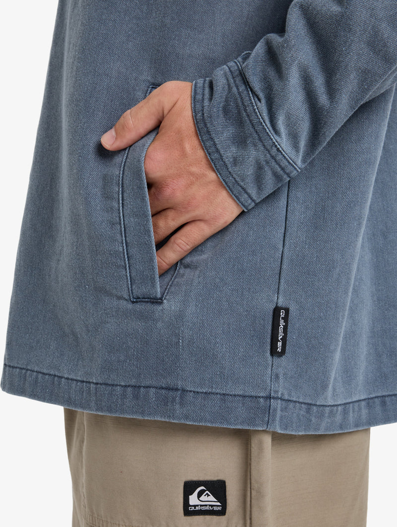 Load image into Gallery viewer, Quiksilver Men&#39;s Mohab Washed Twill Long Sleeve Shirt Dark Navy EQYWT04654_KTP0
