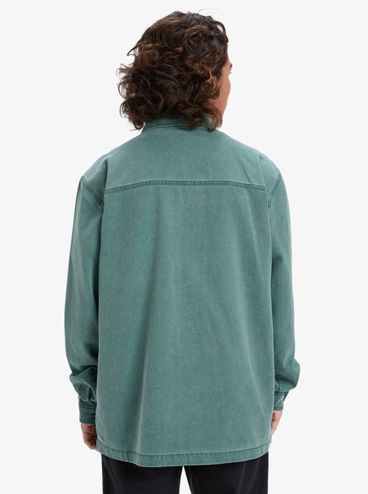 Quiksilver Men's Mohab Washed Twill Long Sleeve Shirt Trekking Green EQYWT04654_TKR