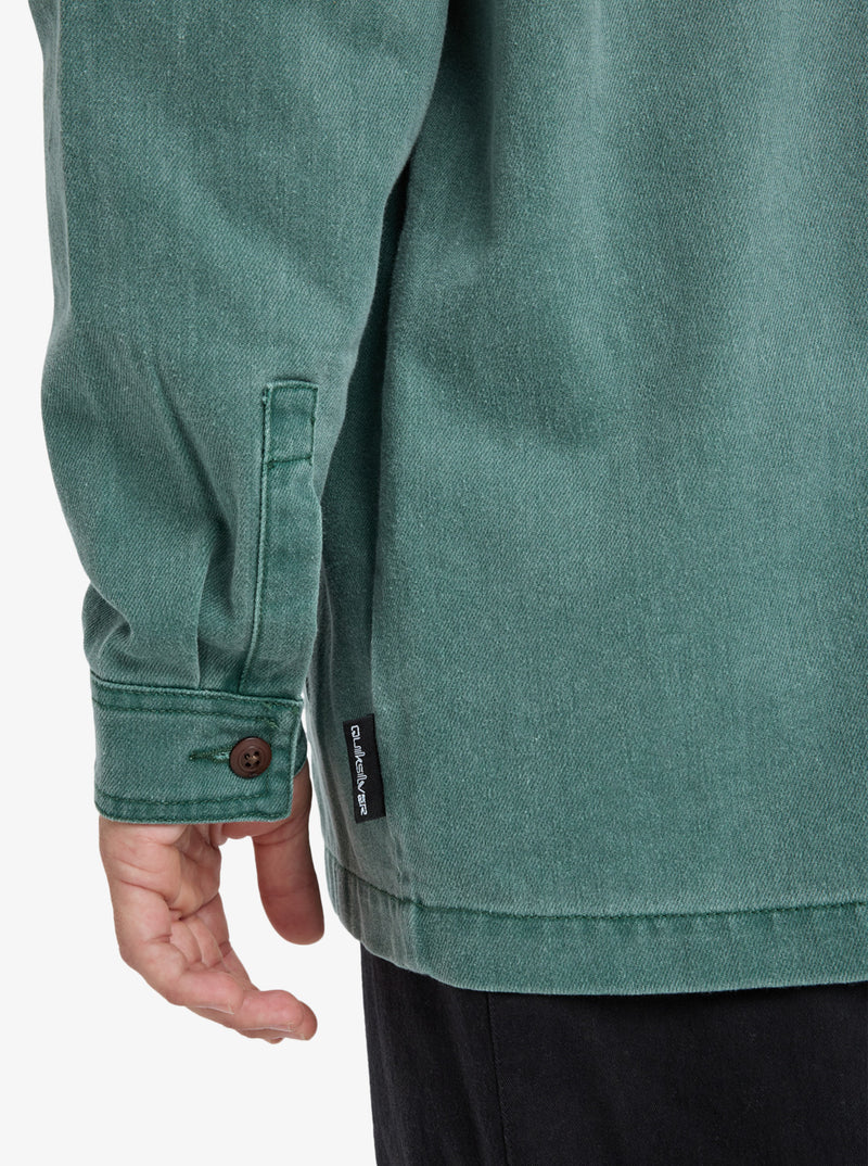 Load image into Gallery viewer, Quiksilver Men&#39;s Mohab Washed Twill Long Sleeve Shirt Trekking Green EQYWT04654_TKR
