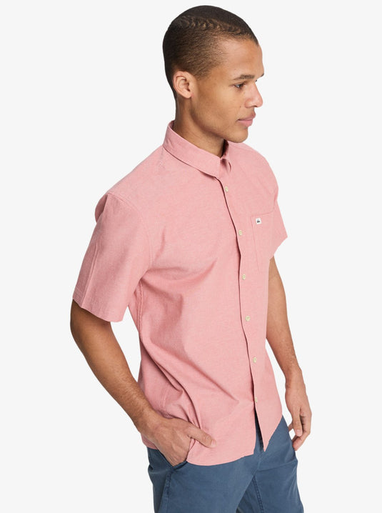 Quiksilver Men's Drumfins Short Sleeve Shirt Pink EQYWT04684-MKT0
