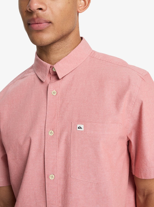 Quiksilver Men's Drumfins Short Sleeve Shirt Pink EQYWT04684-MKT0