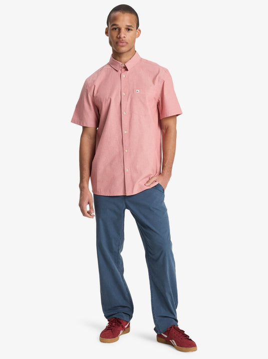 Quiksilver Men's Drumfins Short Sleeve Shirt Pink EQYWT04684-MKT0