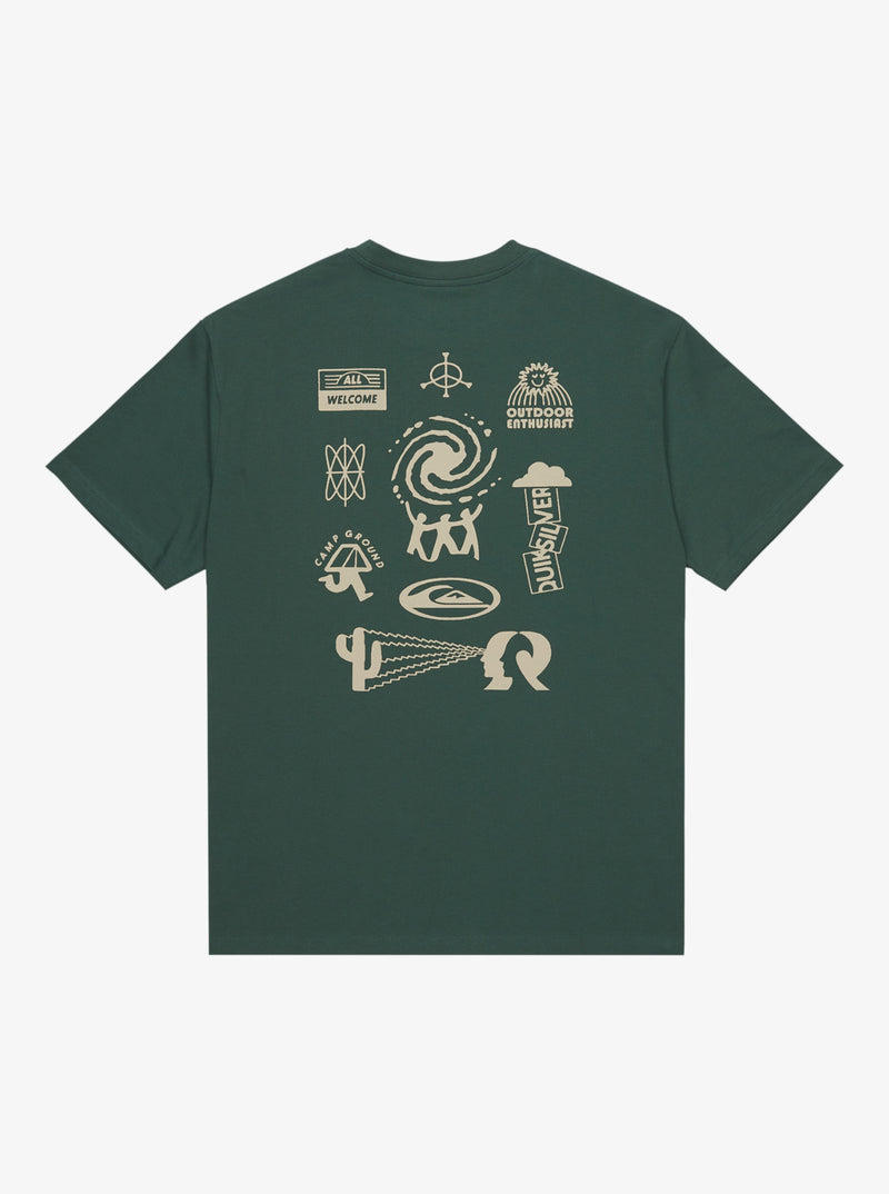 Load image into Gallery viewer, Quiksilver Men&#39;s Pto Welcome All Short Sleeve T-Shirt Trekking Green EQYZT08199_TKR
