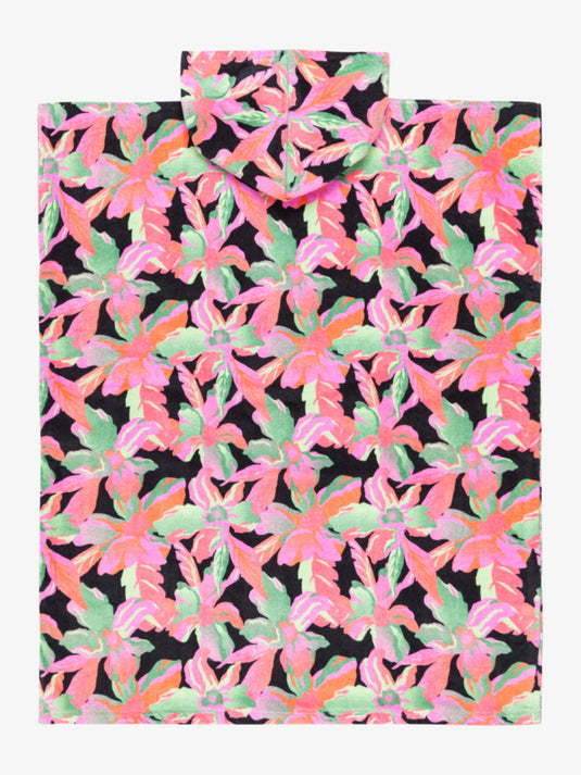 Roxy Kids' Stay Magical Girls Poncho Towel 105x73cm Anthracite The Moves Floral ERGAA03208-KVJ6