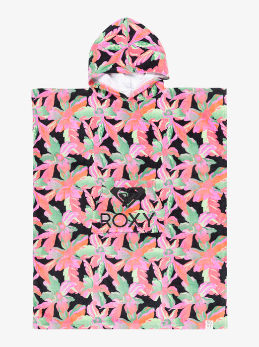 Roxy Kids' Stay Magical Girls Poncho Towel 105x73cm Anthracite The Moves Floral ERGAA03208-KVJ6