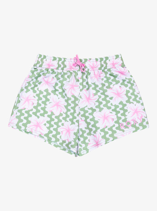 Roxy Kids' Party Waves Girls Boardshorts (6-16 Years) Basil Party Waves Rg ERGBS03125-GHZ6