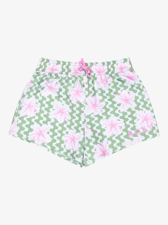 Roxy Kids' Party Waves Girls Boardshorts (6-16 Years) Basil Party Waves Rg ERGBS03125-GHZ6
