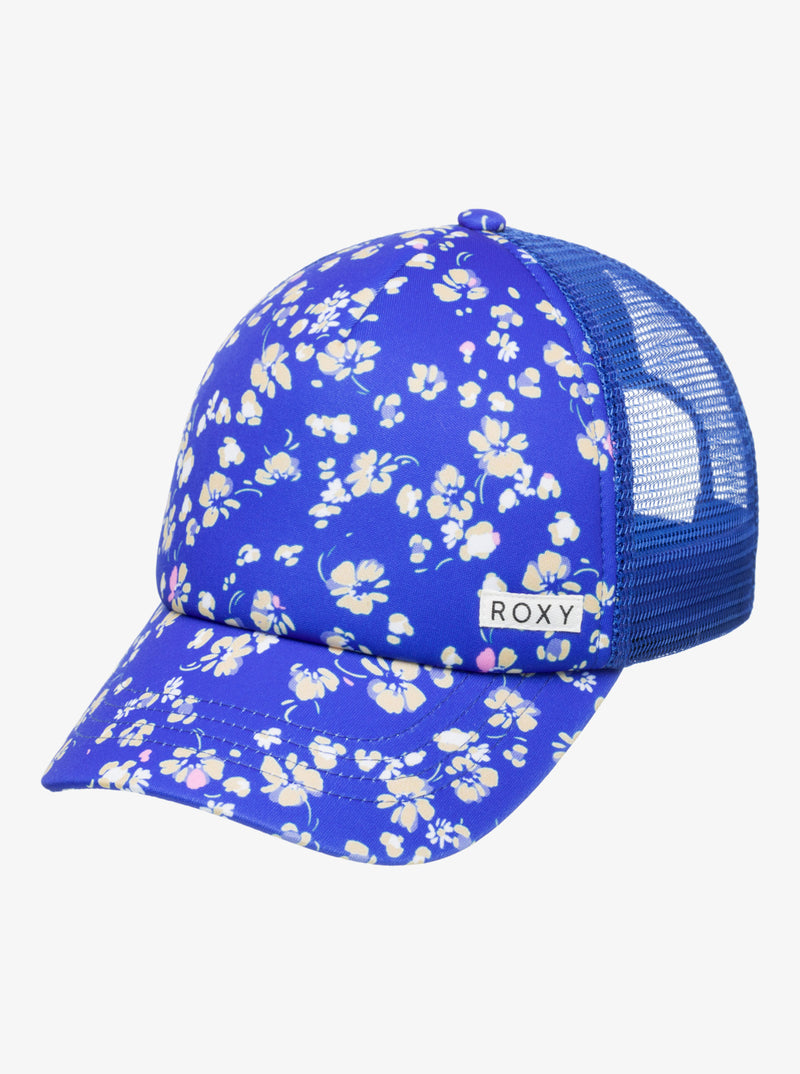 Load image into Gallery viewer, Roxy Kids&#39; Honey Cococnut Trucker Cap Dazzling Blue Coastline Ditsy ERGHA03349_XBYM
