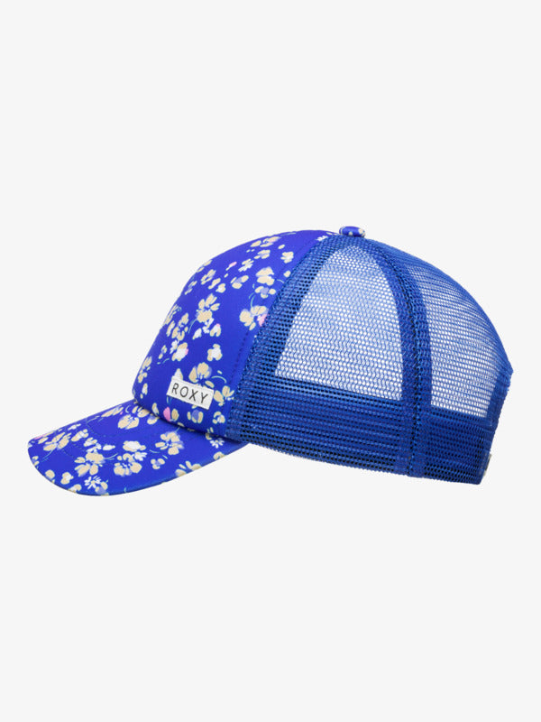 Load image into Gallery viewer, Roxy Kids&#39; Honey Cococnut Trucker Cap Dazzling Blue Coastline Ditsy ERGHA03349_XBYM

