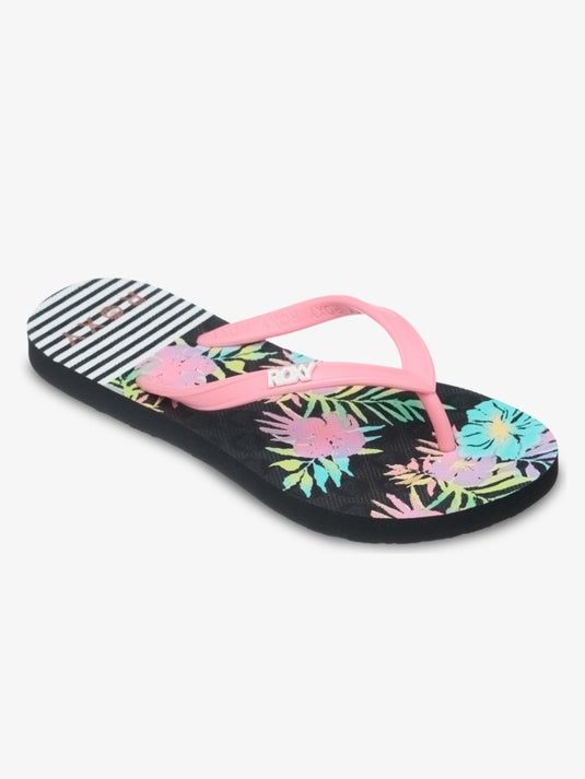 Roxy Kid's Viva Stamp Flip Flops Black Multi ERGL100014-KMI1