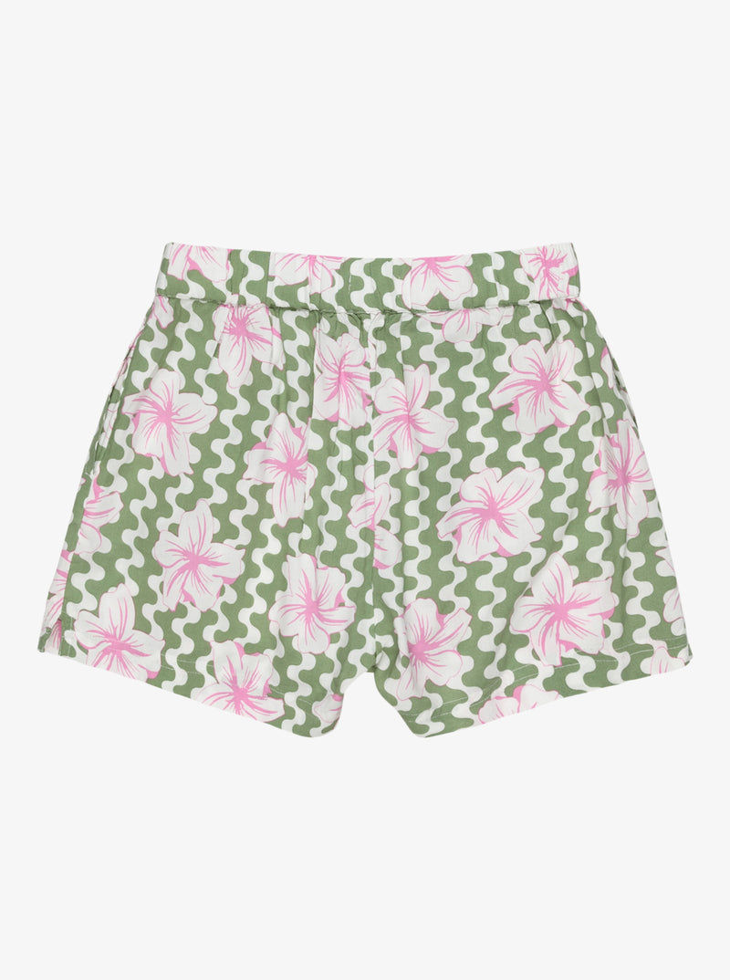 Load image into Gallery viewer, Roxy Kids&#39; Blue Ocean Floor Elastic Waist Shorts (8-16 years) Basil Party Waves Rg ERGNS03186_GHZ6
