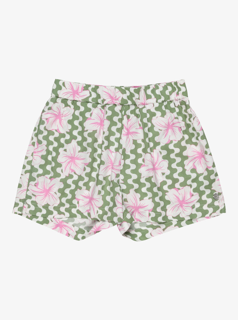 Load image into Gallery viewer, Roxy Kids&#39; Blue Ocean Floor Elastic Waist Shorts (8-16 years) Basil Party Waves Rg ERGNS03186_GHZ6
