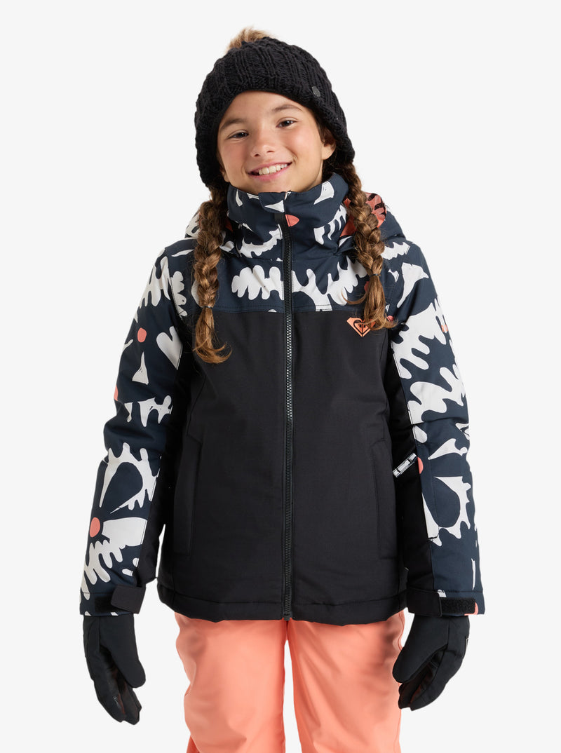 Load image into Gallery viewer, Roxy Kids&#39; Galaxy Snow Jacket (8-16 Years) True Black Big Flower ERGTJ03200-KVJ2
