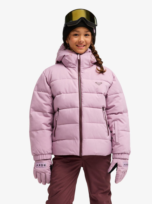 Roxy Kids' Snowyhill Puffy 10K Snow Jacket (8-16 Years) Discreet Mauve ERGTJ03205-MGQ0