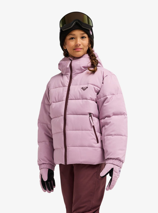 Roxy Kids' Snowyhill Puffy 10K Snow Jacket (8-16 Years) Discreet Mauve ERGTJ03205-MGQ0