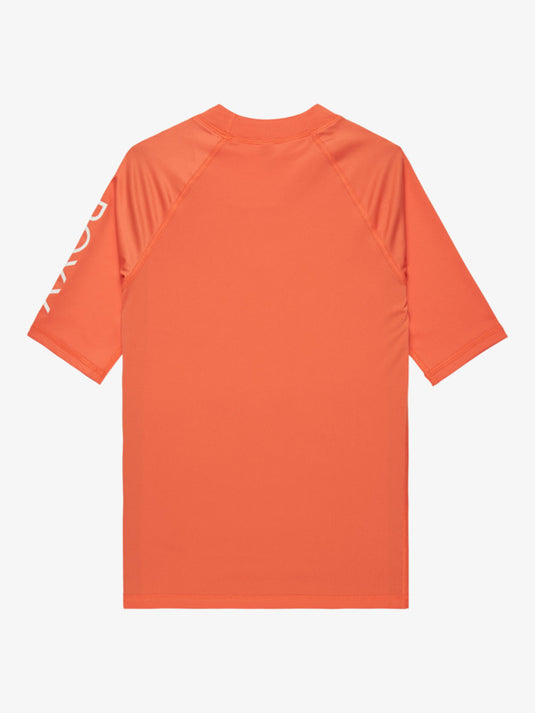 Roxy Kids' Whole Hearted Short Sleeve Girls Rash Vest (6-16 Years) Emberglow ERGWR03283_NKN0