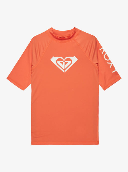 Roxy Kids' Whole Hearted Short Sleeve Girls Rash Vest (6-16 Years) Emberglow ERGWR03283_NKN0