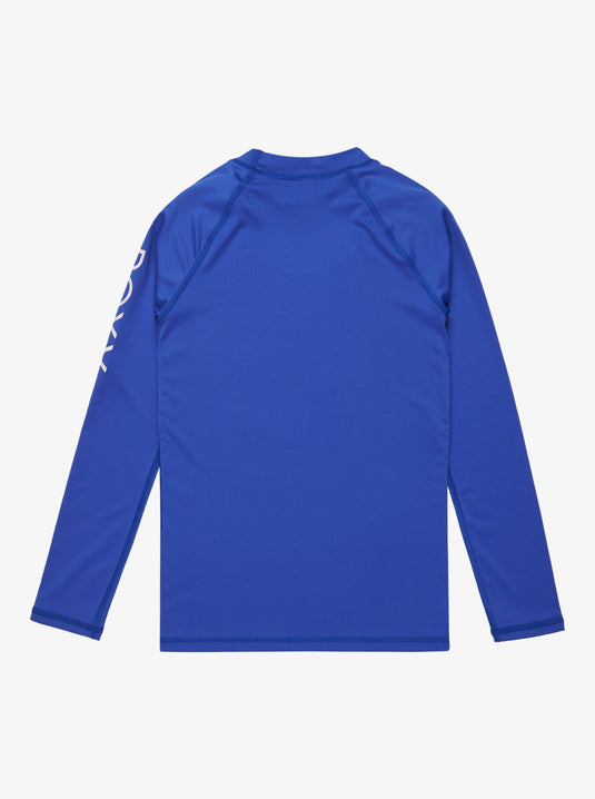 Roxy Kids' Whole Hearted Long Sleeve Girls Rash Vest (6-16 Years) Dazzling Blue ERGWR03286-PPM0