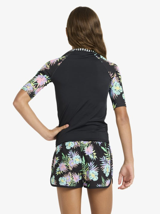 Roxy Women's Active Short Sleeve Rash Vest Anthracite Aquarella Active Rg ERGWR03486-XMGB