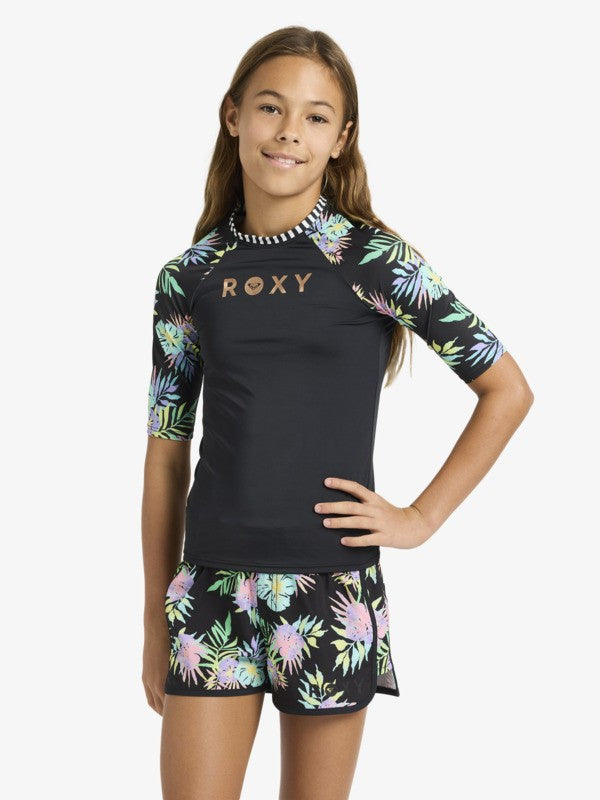 Load image into Gallery viewer, Roxy Women's Active Short Sleeve Rash Vest Anthracite Aquarella Active Rg ERGWR03486-XMGB
