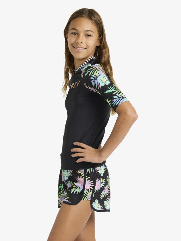 Load image into Gallery viewer, Roxy Women's Active Short Sleeve Rash Vest Anthracite Aquarella Active Rg ERGWR03486-XMGB
