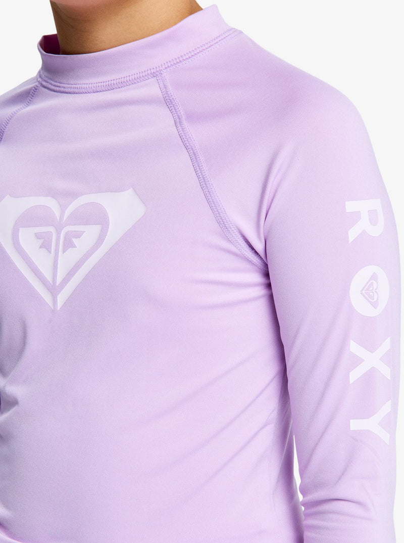 Load image into Gallery viewer, Roxy Kid's (6-16) Whole Hearted LS Rashguard Crocus Petal ERGWR03490-PKL0
