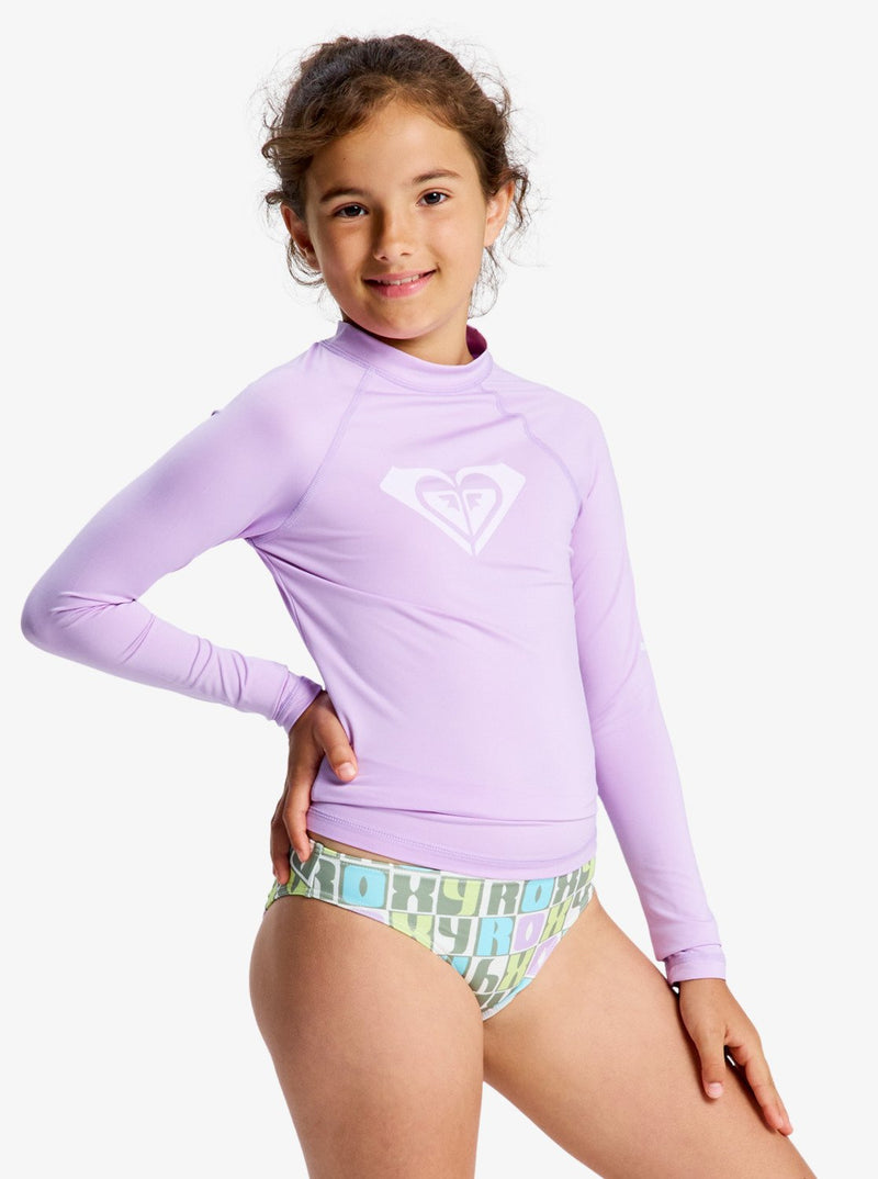 Load image into Gallery viewer, Roxy Kid's (6-16) Whole Hearted LS Rashguard Crocus Petal ERGWR03490-PKL0
