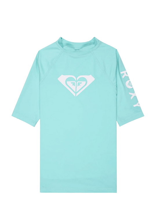 Roxy Kids' Whole Hearted SS Rash Vest Aqua Splash ERGWR03491-BZG0
